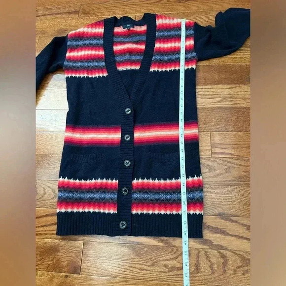 Gap Wool Blend Cardigan Sweater Women’s Long Sleeve Button Down Blue Aztec Sz M - Picture 12 of 13